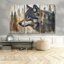 Rustic Wolf Wall Art Canvas Print – Vintage Woodland