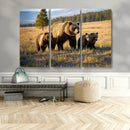 Grizzly Bear Family Wall Art Canvas Print – Majestic