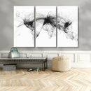 Flight Routes Air Traffic Map Canvas Wall Art - Framed -