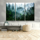 Misty Forest Wall Art Canvas Print – Framed Foggy Mountain
