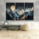 Moonlit Mountain Wall Art Canvas Print – Silhouetted Pines