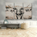 Texas Longhorn Wall Art Canvas Print – Framed Speckled Bull