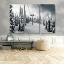 Snowy Pines Wall Art Canvas Print – Framed Ski Lift Winter