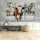 Texas Longhorn Wall Art Canvas Print – Framed Spotted Bull