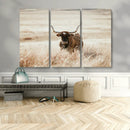 Texas Longhorn Wall Art Canvas Print – Framed Brown Horned