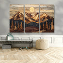 Wood Mountain Landscape Wall Art Canvas Print – Framed