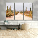 Desert Cactus Lined Road Wall Art Canvas Print – Framed by MyGreatCanvas | Canvas Wall Art Prints | Photo Prints & Wall Decor