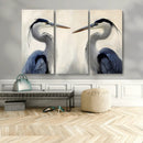 Blue Heron Pair Wall Art Canvas Print – Framed Coastal Bird