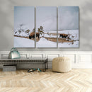 Bison Wildlife Wall Art Canvas Print – Framed Snowy Prairie