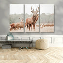 Rustic Nature Wall Art Canvas Print – Stag Woodland Framed