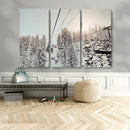 Frosty Pines Wall Art Canvas Print – Framed Cozy Cabin Ski