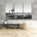 Saguaro Cactus Wall Art Canvas Print – Framed Monochrome