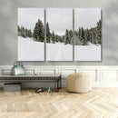 Frosty Pines Wall Art Canvas Print – Framed Silent Snowfall
