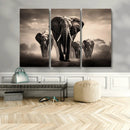 Elephant Family Wall Art Canvas Print, Framed Elephant Wall