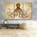Sepia Octopus Wall Art Abstract Animal Canvas Print