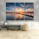Wooden Pier on Seascape and Sunset Wall Art Canvas Print by MyGreatCanvas | Canvas Wall Art Prints | Photo Prints & Wall Decor