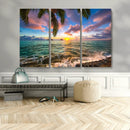Framed Tropical Sunset Art Canvas Print