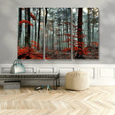 Autumn Forest Wall Art – Enchanting Red Leaves Canvas Print,
