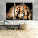 Lion and Lioness Wall Art Canvas Print – Framed African