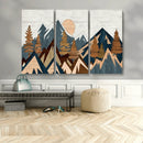 Abstract Wood Panel Effect Mountain Range Top Wall Art