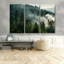 Misty Forest Wall Art Premium Canvas Print a Foggy and