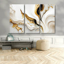 Gold Waves on Pure White Canvas – Gold Abstract Art for