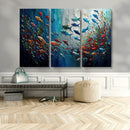 Modern Abstract Fish Shoal Wall Art Canvas Print, Colorful
