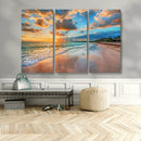 Serene Beach Sunset Wall Art | Coastal Ocean Canvas Print |