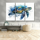 Turtle Wall Art Canvas Print, Framed Watercolor Turtle Art