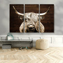 Highland Cow Wall Art Canvas Print, Rustic Farmhouse Decor,