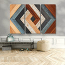 Geometric Wood Art Wall Decor Canvas Print, Rustic Wooden