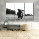 Black and White Highland Cow Wall Art Canvas Print | Rustic by MyGreatCanvas | Canvas Wall Art Prints | Photo Prints & Wall Decor