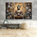 Golden Buddha Wall Art Canvas Print | Zen Meditation Floral