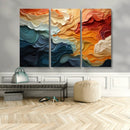 Blue Orange Abstract Wave Wall Art Canvas Print, Framed Blue