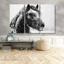 Winter Horse Canvas Print | Large 3-Panel Black White Equine by MyGreatCanvas | Canvas Wall Art Prints | Photo Prints & Wall Decor