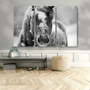 Black and White Horse Winter Wall Art | Ready to Hang and
