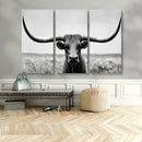 Longhorn Bull Canvas Print | Rustic Farmhouse Wall Art |