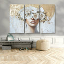Golden Petal Wall Art - Canvas Print Flower Head Woman