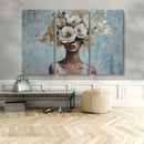 Golden Petal Wall Art - Petal Silhouette Woman Wall Art by MyGreatCanvas | Canvas Wall Art Prints | Photo Prints & Wall Decor