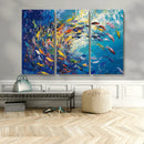 Colorful Swirling Fish School Wall Art Canvas Print |