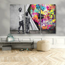 Banksy Print - Street Art Canvas Wall Art - Kids Revealing