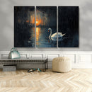 Abstract Swan on Water Wall Art Canvas Print - Elegant