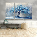 Abstract Blue Tree Art Canvas Print, Majestic Tree Wall Art