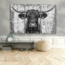Abstract Longhorn Bull Wall Art Canvas Print - Rustic Texas