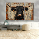 Rustic Texas Artwork Wall Art Canvas Print - Abstract Cow