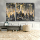 Golden Forest Abstract Wall Art | Dark Forest with Gold