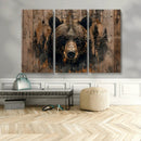 Rustic Grizzly 399 Wall Art | Triptych Canvas Print | Rustic