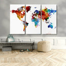 Colorful World Map Canvas Wall Art Print, Contemporary