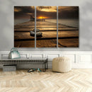 Stones on Wooden Pier at Sunset Canvas Print, Serene Coastal by MyGreatCanvas | Canvas Wall Art Prints | Photo Prints & Wall Decor