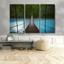 Suspension Bridge Over River Canvas Art | 3-Panel Nature by MyGreatCanvas | Canvas Wall Art Prints | Photo Prints & Wall Decor